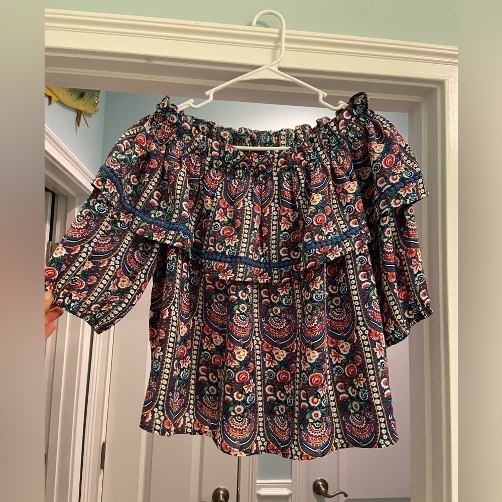 Week& Peasant Style Floral Womens Off shoulder Blouse